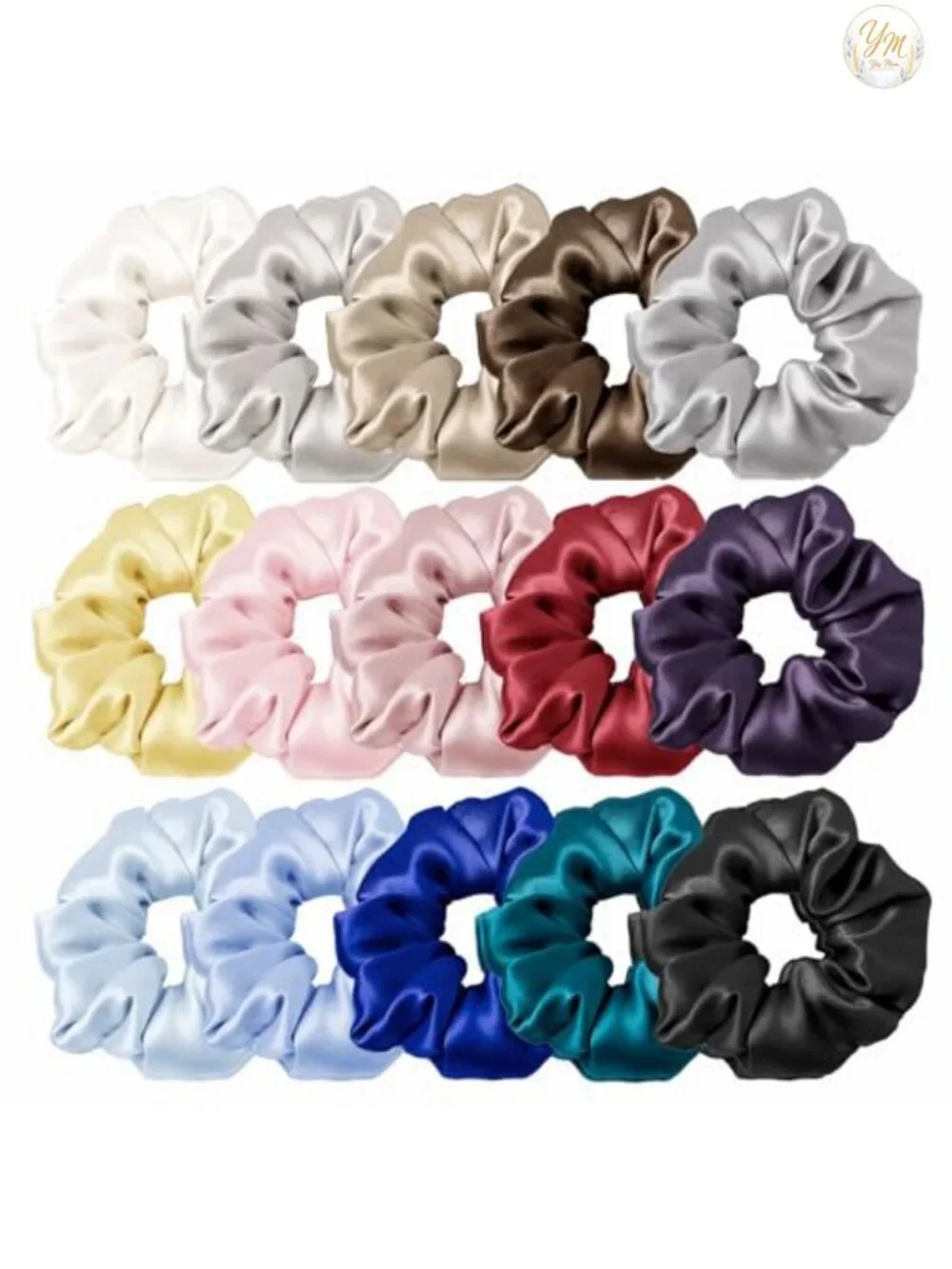 100% Mulberry Silk Scrunchies Elastic Hair Ties Frizz Prevention 15 Pack